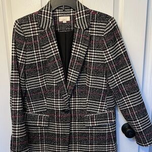 Women's Loft Black and White Plaid Blazer w